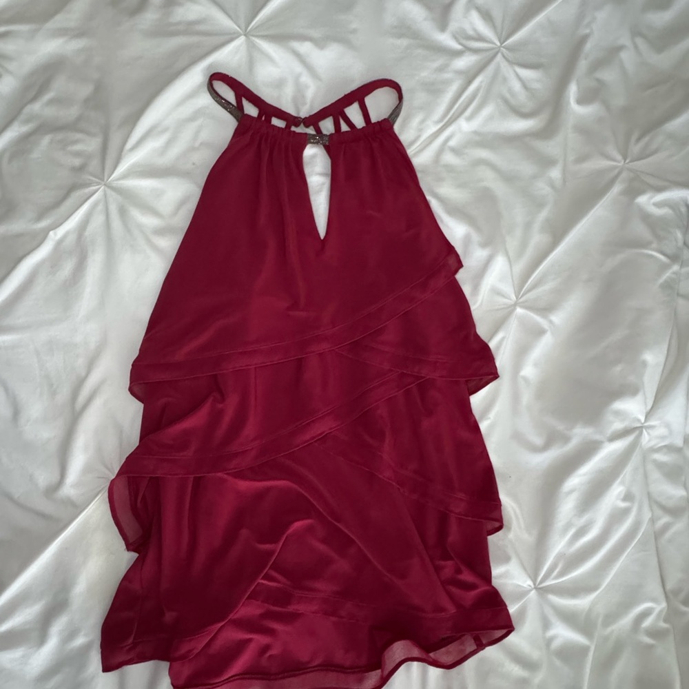 White House Black Market Red Layered Top